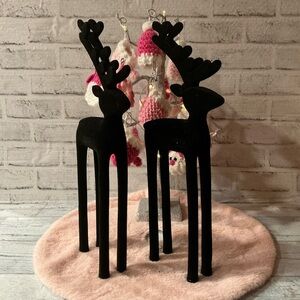 MIDWINTER MODERN 2 Piece 16in Black Flocked Reindeer
